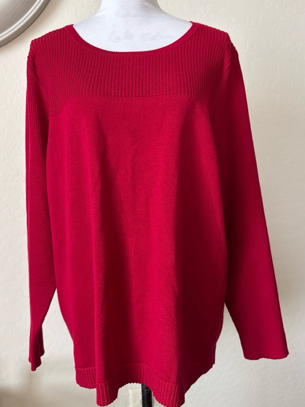 Cable & Gauge Bright Red Scoop Neck Knit Sweater. XXL